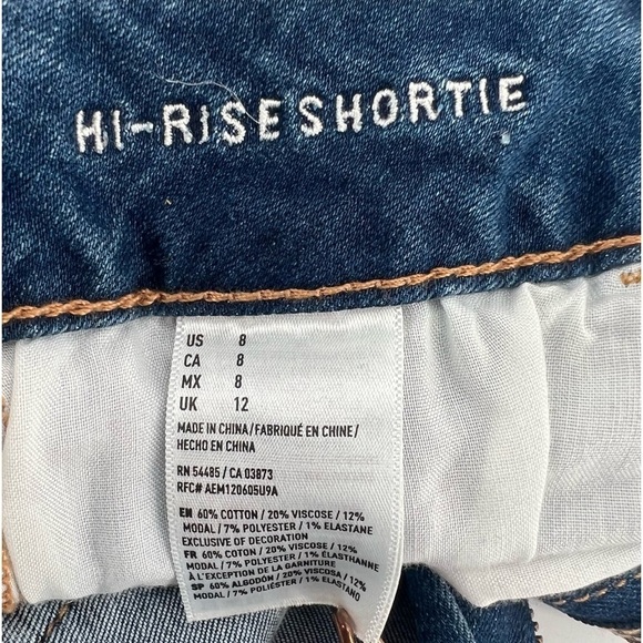 American Eagle Outfitters Women’s High Rise Shortie Stretch Jean Shorts Size 8 - Picture 4 of 5